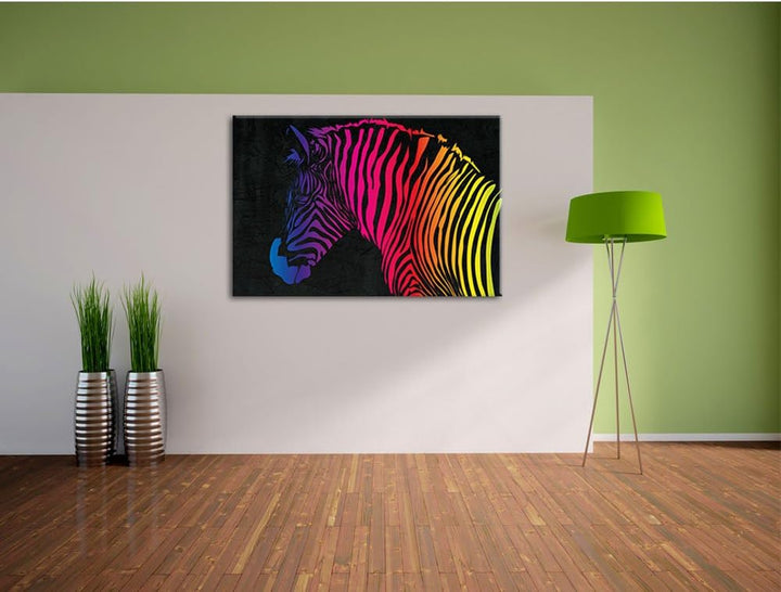 hübsches Zebra schwarz, Format: 100x70 auf Leinwand, XXL riesige Bilder fertig gerahmt mit Keilrahme