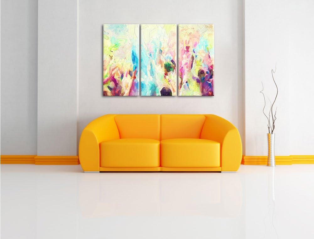 Pixxprint Farben Festival, Holi Indien Pinsel Effekt 3-Teiler Leinwandbild 120x80 Bild auf Leinwand