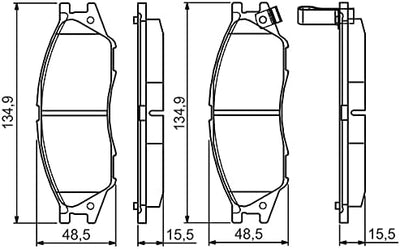 Bosch BP1539 Bremsbeläge - Vorderachse - ECE-R90 Zertifizierung - vier Bremsbeläge pro Set