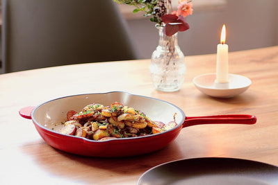 ECHTWERK Bratpfanne aus Gusseisen mit Emaille-Beschichtung, Gusseisenpfanne, Ofenpfanne mit zwei Gri