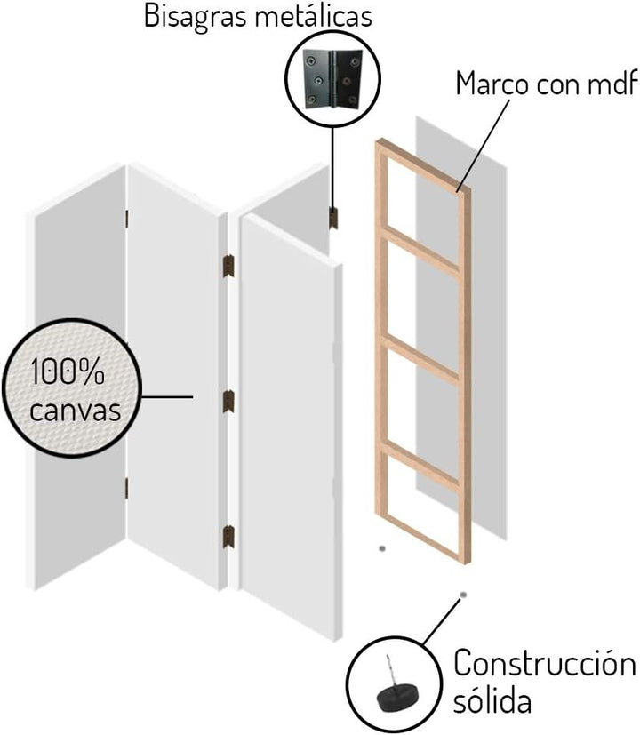 Trennwand 3 TLG Nashorn Bedruckt auf Leinwand beidseitig Abstratk Grau 110x175 cm Beidseitig 3 TLG 1