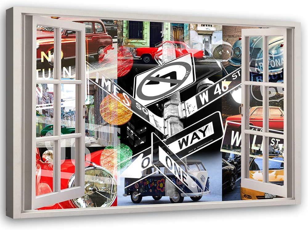 Feeby Wandbild abstrakt Druckbild Leinwandbild Fenster-Illusion mehrfarbig 90x60 cm Leinwandbild 90x