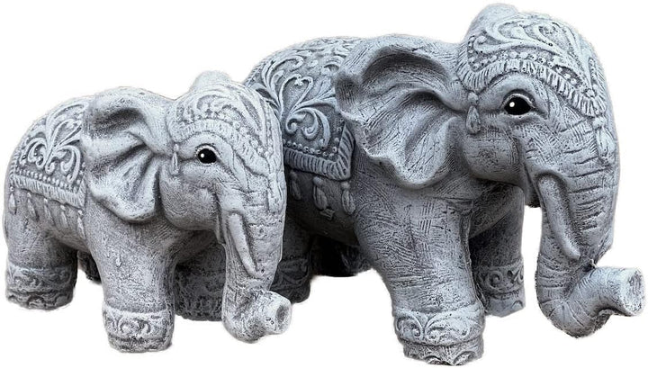 stoneandstyle Steinfigur 2er Set Elefanten Elefant frostfest Steinguss