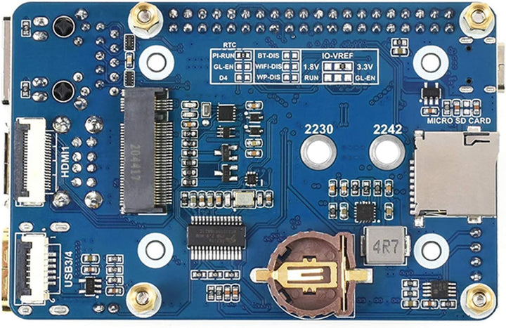 Waveshare Basisplatine für Raspberry Pi Compute Module 4 mit Standard CM4 Buchse und Raspberry Pi 40