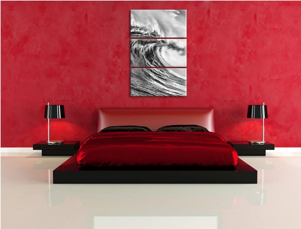 Pixxprint Atemberaubende Welle als Leinwandbild/Grösse: 3 Teilig (120x80) cm/Wandbild/Kunstdruck/fer