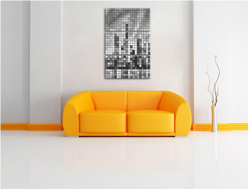 Monocrome, New York Pixel Skyline 3-Teiler Leinwandbild 120x80 Bild auf Leinwand