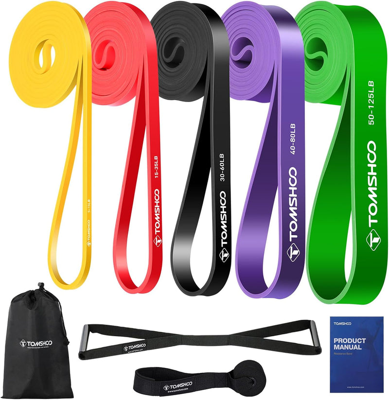 TOMSHOO Resistance Bands Set, 4/5 Stück Widerstandsbänder mit Aufbewahrungstasche, Griff, Türanker,