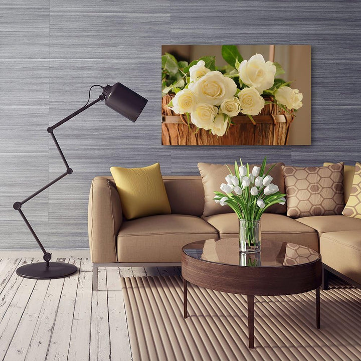 Feeby Frames, Leinwandbild, Bilder, Wand Bild, Wandbilder, Kunstdruck 60x80cm, STRAUss, ROSEN, KORB,