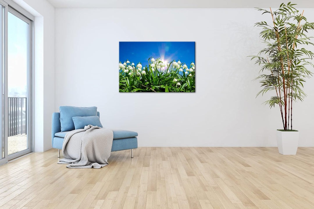 deyoli zauberhafte Schneeglöckchen Format: 100x70 als Leinwand, Motiv fertig gerahmt auf Echtholzrah