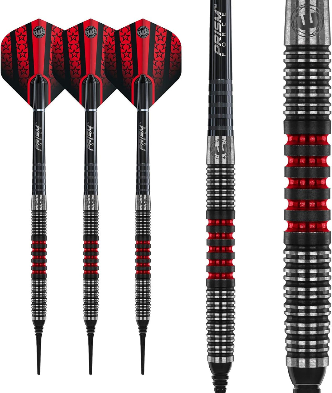 WINMAU Joe Cullen 18 Gram Tungsten Softip Darts Set with Prism Flights and Shafts (Stems)