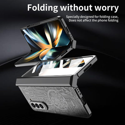 Miimall Kompatibel mit Samsung Galaxy Z fold 5 Hülle mit Displayschutz+Scharnierschutz, [Galvanisier