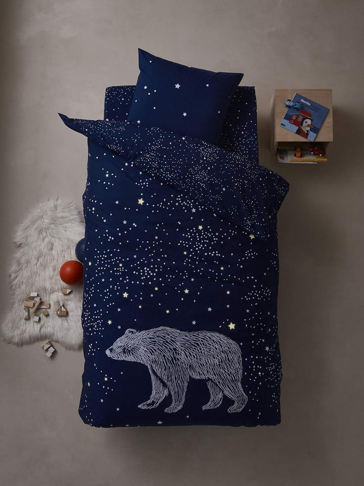 Vertbaudet Bettwäsche-Set für Kinder,Eisbär dunkelblau 140X150 - Kissen 63X63 140X150 - KISSEN 63X63