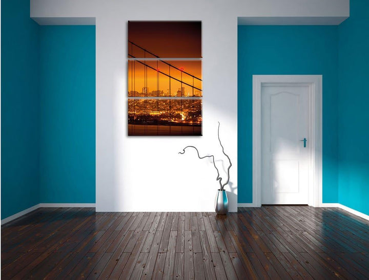 Pixxprint San Francisco Skyline/Format: 3-Teiler (120x80cm) cm/Leinwandbild fertig bespannt Wandbild