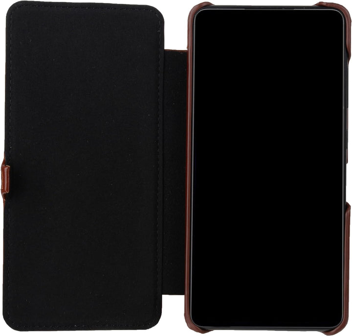 STILGUT Book Case kompatibel mit Samsung Galaxy A72 Hülle aus Leder mit Clip-Verschluss, Lederhülle,