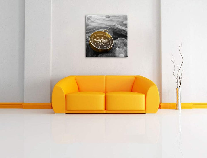 Pixxprint schöner Kompass Reiselust als Leinwandbild/Grösse: 70x70 cm/Wandbild/Kunstdruck/fertig bes