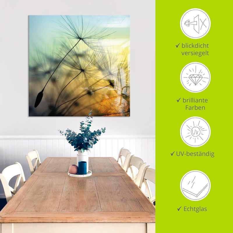 ARTland Glasbilder Wandbild Glas Bild einteilig 60x45 cm Querformat Natur Blumen Pusteblume Sonnenun