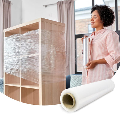 Stretch-Verpackungsfolie, transparente Kunststofffolie zum Verpacken, schützende Kunststoffrolle für