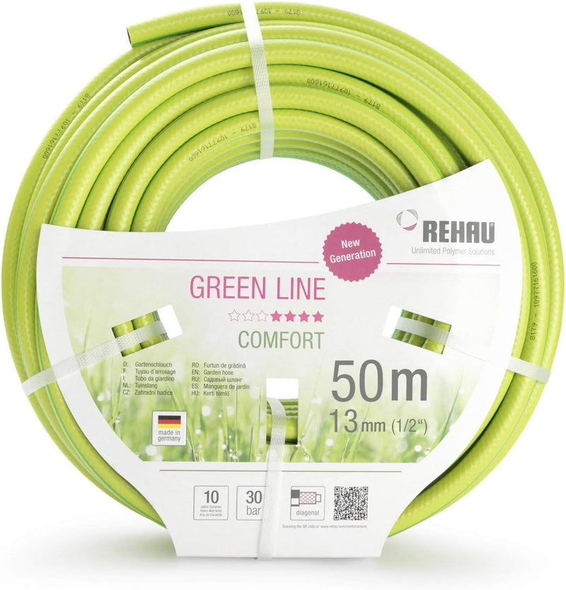 REHAU Gartenschlauch Green LINE 1/2 Zoll 50m: leuchtendes grün, flexibel + druckfest + formstabil 1/