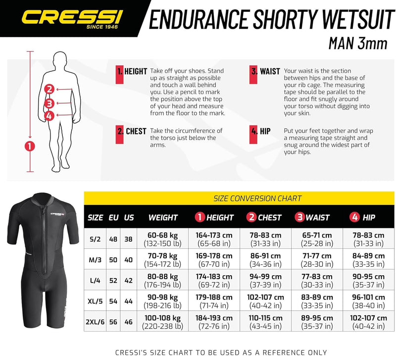 Cressi Endurance Man Shorty Wetsuit 3mm - Neopren Shorty 3mm Für Männer Taucher Und Schnorchler, Sch