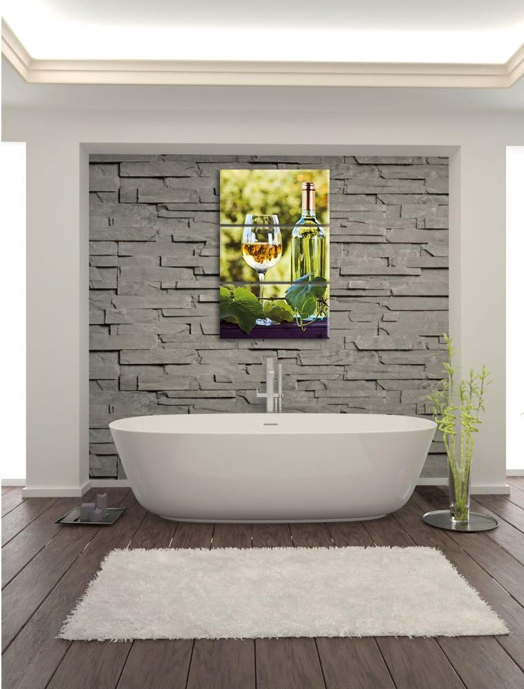 Pixxprint Wein und Weintrauben als Leinwandbild - Grösse: 3-Teilig (120x80cm) - Wandbild - Kunstdruc