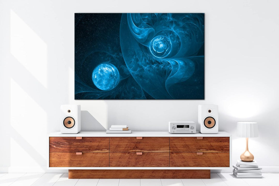 deyoli fraktales Kunstwerk Format 80x60 Effekt: Monocrome Blau als Leinwandbild, Motiv fertig gerahm