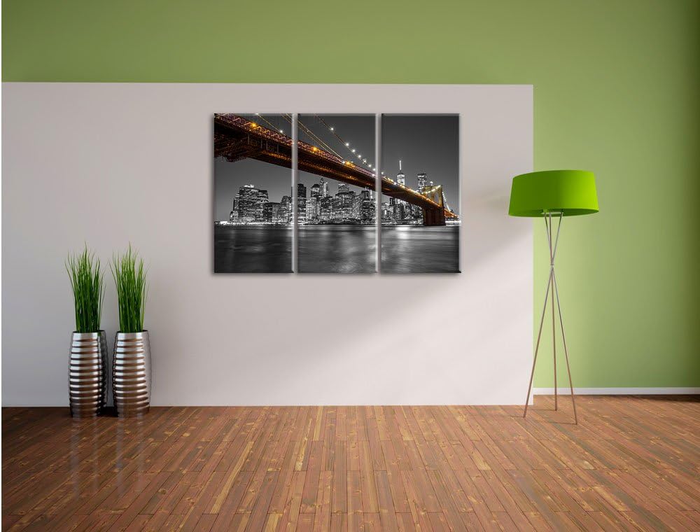 Pixxprint Skyline von Manhattan Schwarz/Weiss 3-Teiler Leinwandbild 120x80 Bild auf Leinwand