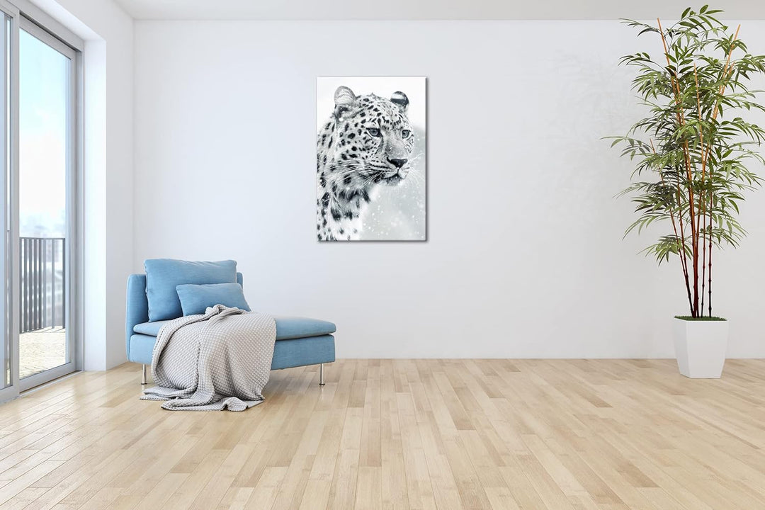 deyoli lauernder Leopard Format: 60x40 als Leinwand, Motiv fertig gerahmt auf Echtholzrahmen, Hochwe