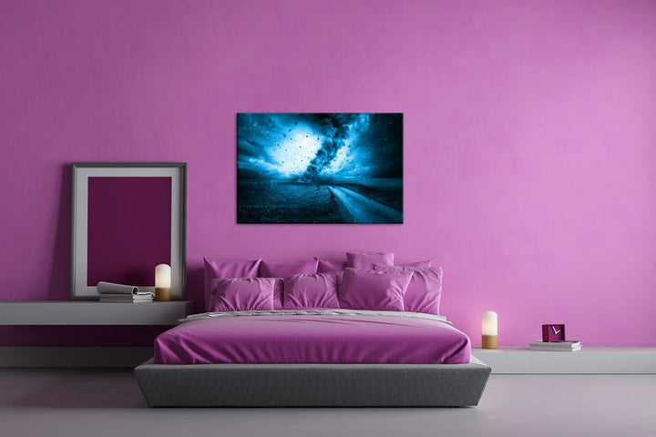 deyoli wütender Tornado Format: 80x60 Effekt: Monocrome Blau als Leinwand, Motiv fertig gerahmt auf