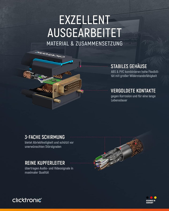 Clicktronic Casual DVI-D Verbindungskabel Dual Link 24+1, digitales Video- / Monitorkabel mit DVI‐D