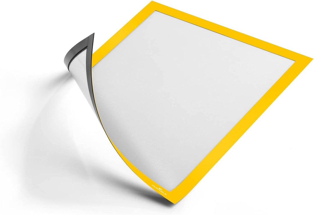 Durable Info-Rahmen Duraframe Magnetic (A4, Magnetrahmen für metallische Oberflächen) 5 Stück, gelb,