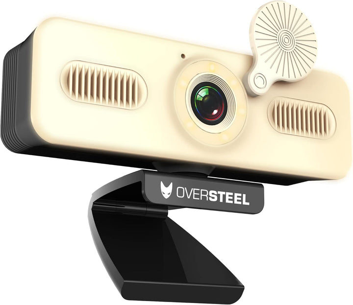 Oversteel - Bulat Webcam 1080P Full HD mit Mikrofon und Lichtring, 60fps, USB 2.0, Videoanrufe, Aufz