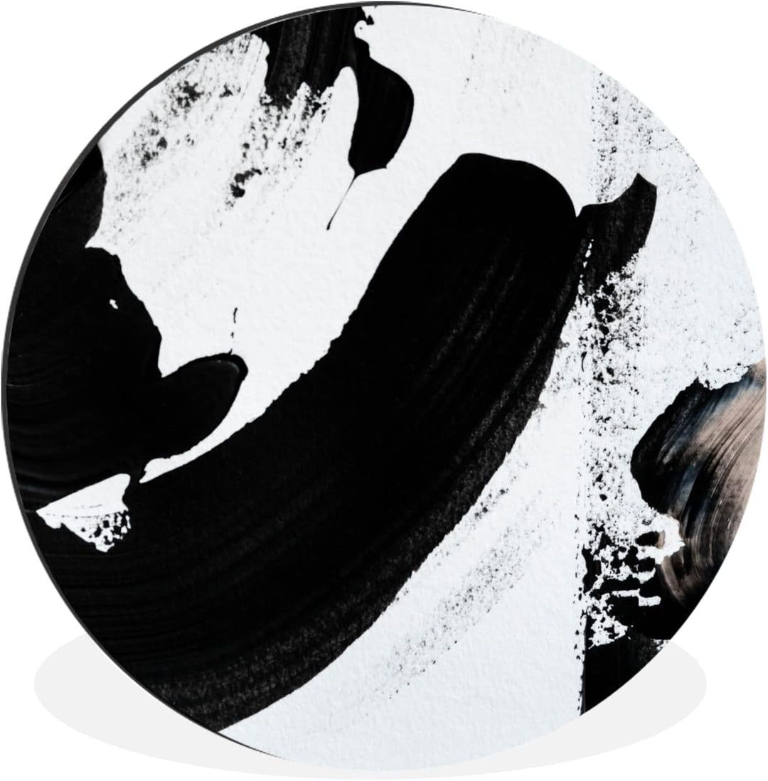 MuchoWow Wandbild Rund Wanddeko Deko Wohnzimmer Bilder 60x60 cm Schwarz - Abstrakt - Design, 60x60 c