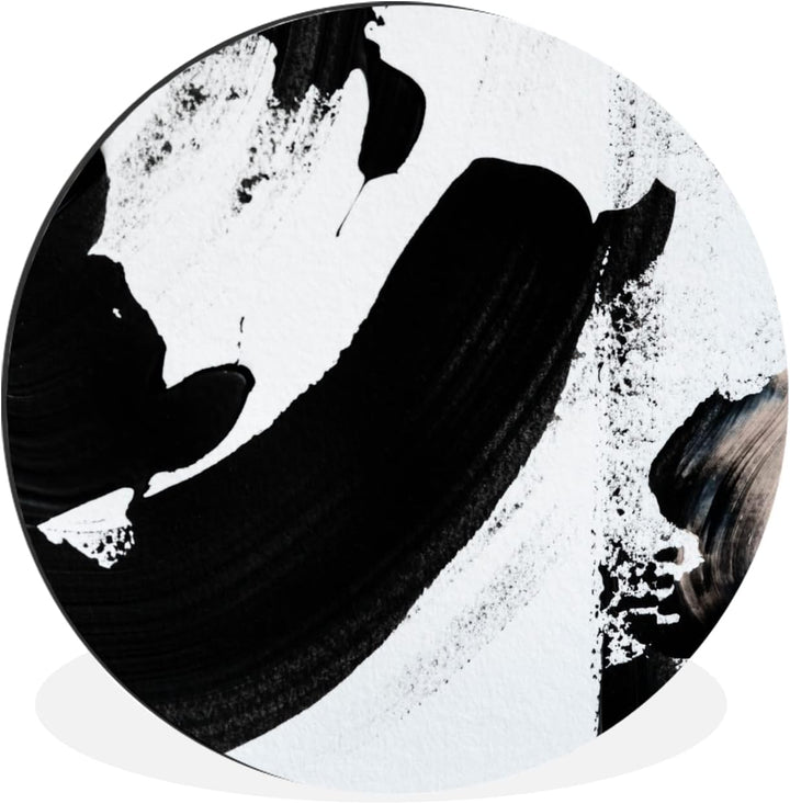 MuchoWow Wandbild Rund Wanddeko Deko Wohnzimmer Bilder 60x60 cm Schwarz - Abstrakt - Design, 60x60 c