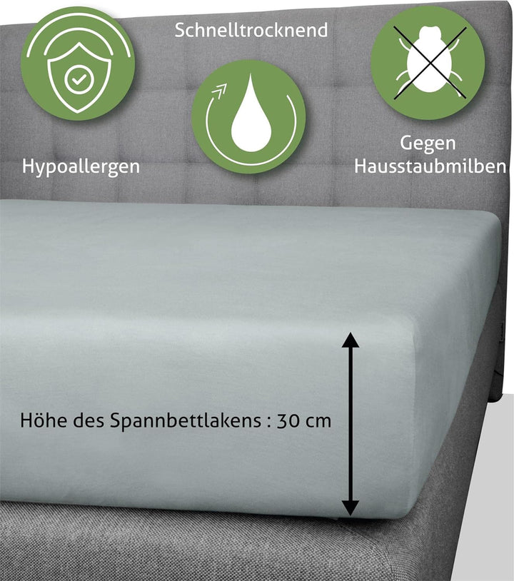 Bambus Spannbettlaken 4 Jahreszeiten| weiches Spannbetttuch 210 g/m² Oeko-Tex aus aktmungsaktivem Ma