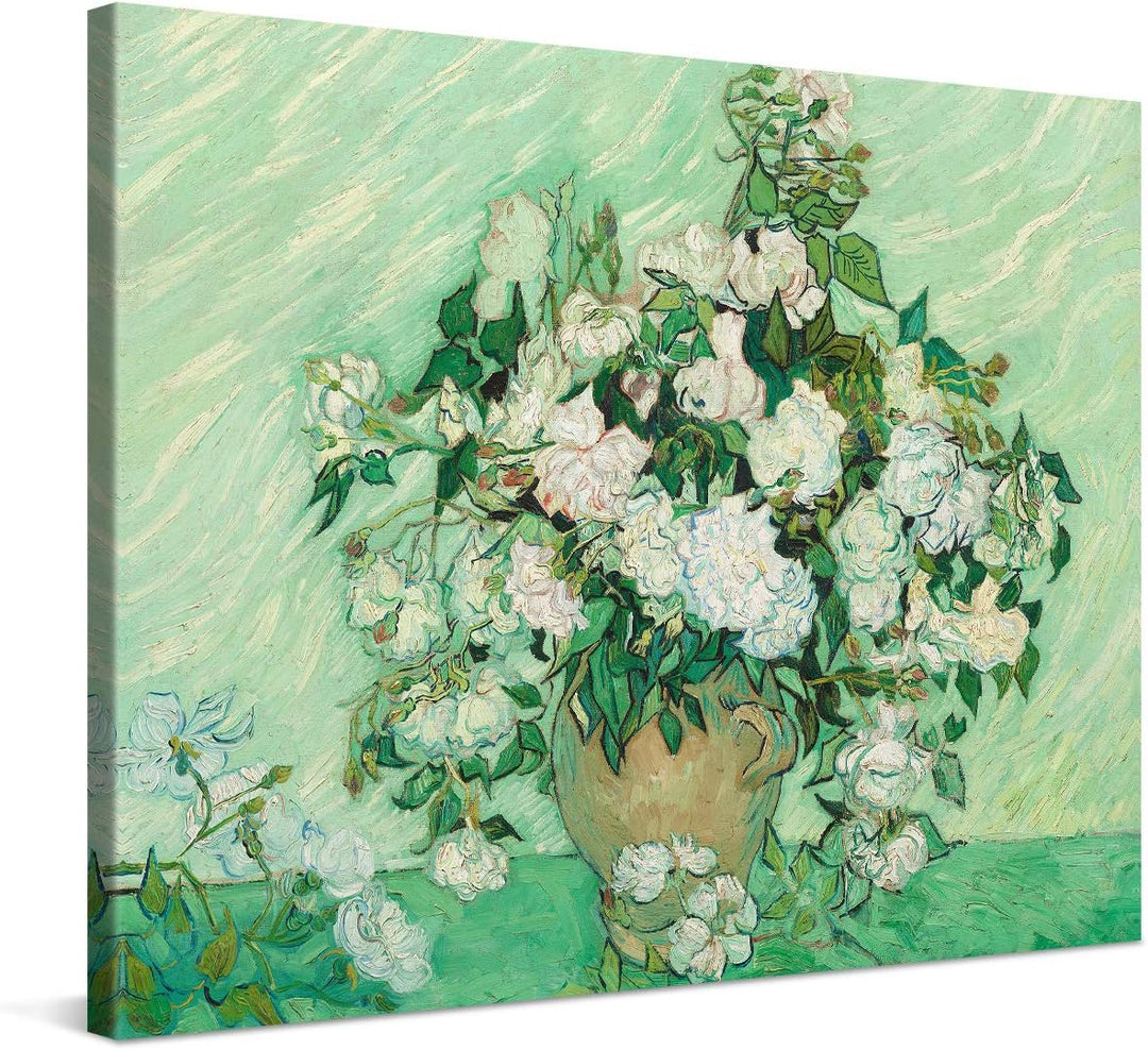 PICANOVA – Vincent Van Gogh Roses 80x60 cm – Bild auf Leinwand – Leinwandbild – Premium Leinwanddruc