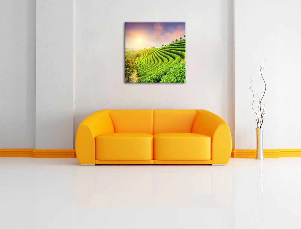 Japanische Treppenfelder, Format: 70x70 auf Leinwand, XXL riesige Bilder fertig gerahmt mit Keilrahm