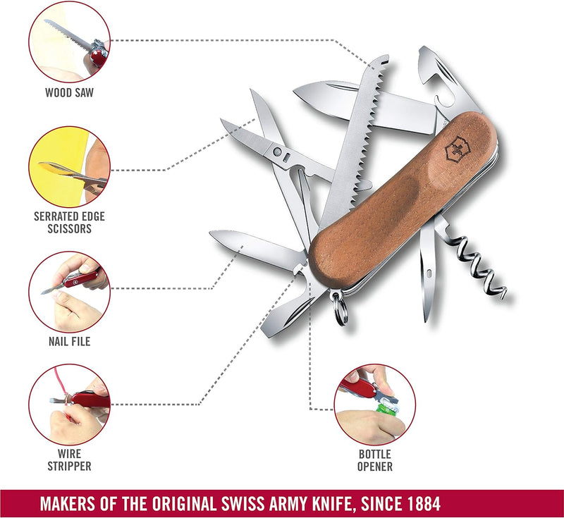 Victorinox Holz Taschenmesser Evolution Wood 17 (13 Funktionen, Holzsäge, Korkenzieher) Single, Sing