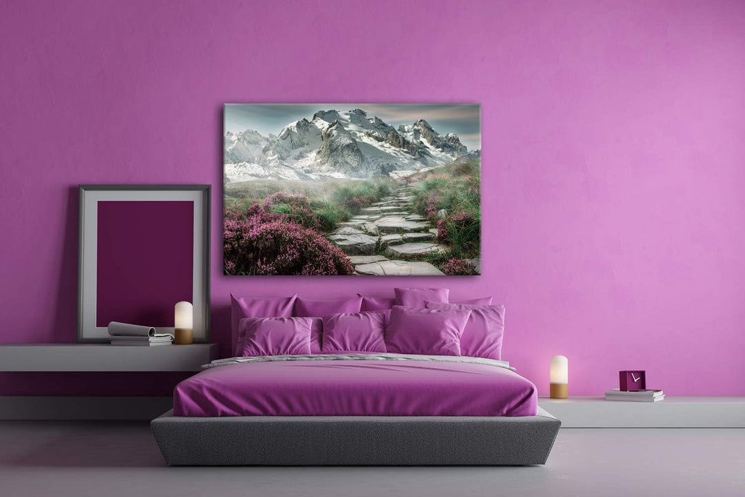 deyoli Steinweg in die Berge Format: 60x40 als Leinwandbild, Motiv fertig gerahmt auf Echtholzrahmen