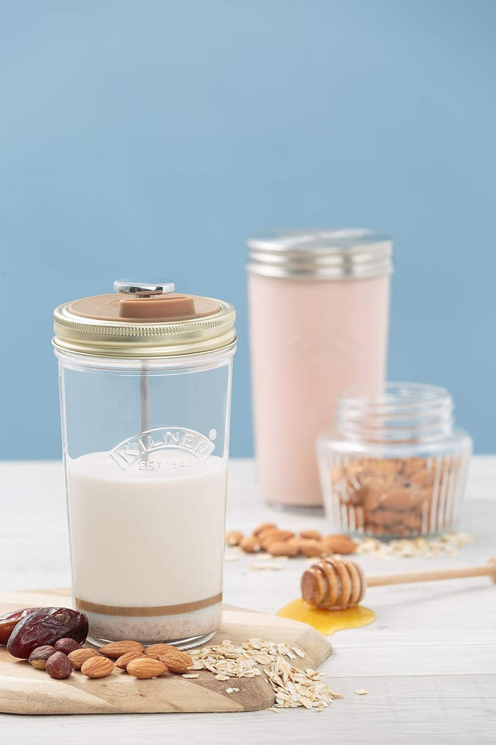 Kilner Nussmilch/Mandelmilch-Herstellungset-Set, 2 Gläser mit Zubehör und Deckel, 0,5 l