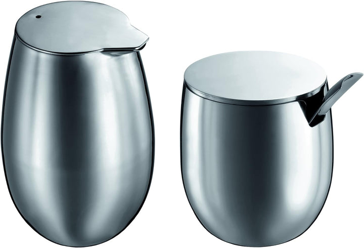 Bodum COLUMBIA Zucker- und Milch-Set (Edelstahl, Milchkännchen, Zuckerdose) glänzend, Shiny, Shiny