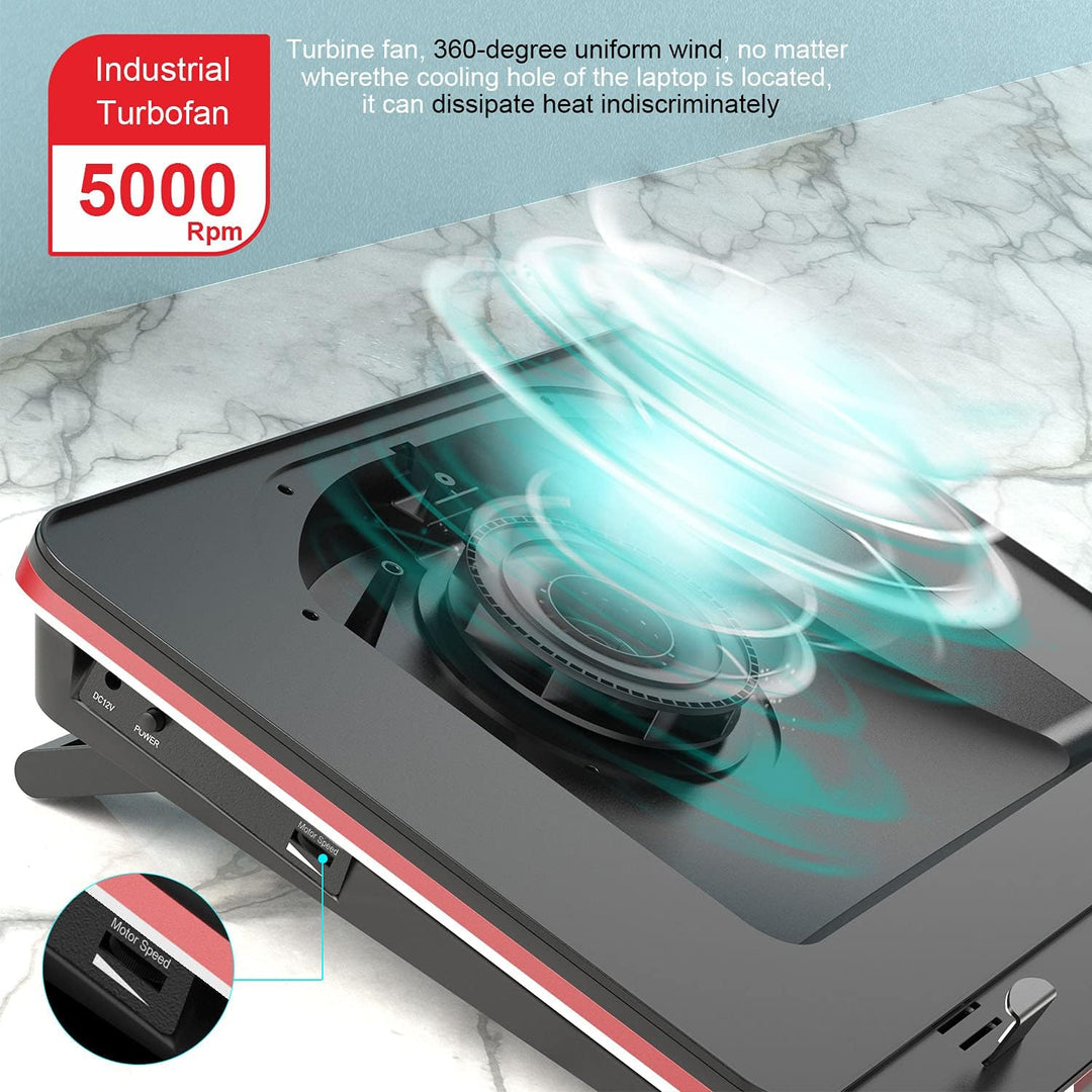 IETS GT500 Leistungsstarker Turbo-Lüfter (5000 U/min), Laptop-Kühlpad mit stufenloser Geschwindigkei