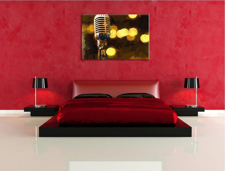 Pixxprint GmbH Mikrofon Rockabilly Retro, Leinwandbild, Kunstdruck, Keilrahmen, Motive, Poster, Form