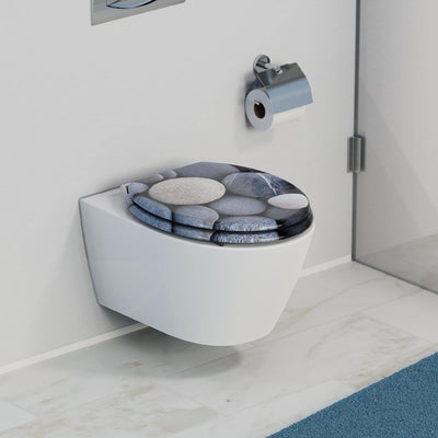 SCHÜTTE WC-Sitz Holzkern GREY STONES, Toilettensitz mit Absenkautomatik, passend für viele handelsüb