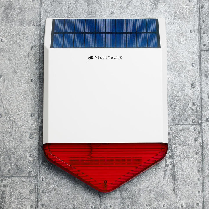 VisorTech GSM Alarmanlage: Autarke Solar-Funk-Alarmanlage mit Sirene und Licht-Warnsignal, 110 dB (A