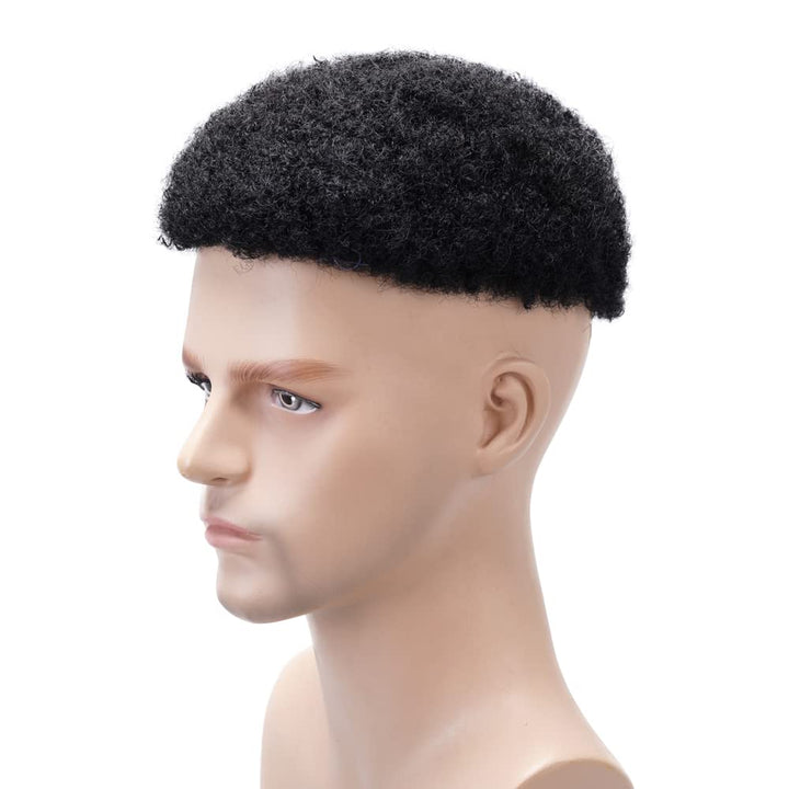 Lordhair Afro Toupet für Schwarze Männer, Lockiges Herren-Toupet,100% Echthaar Männer Ersatzsystem,