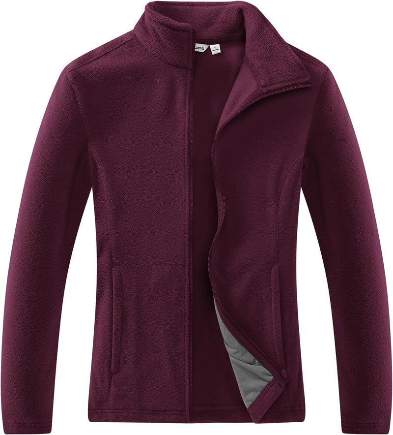 33,000ft Damen Fleecejacke mit Durchgehendem Reissverschluss Stehkragen Damen Leichte Fleece Jacke A