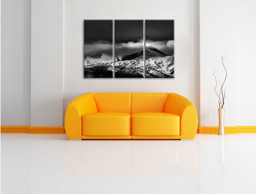 Pixxprint Gefährlicher Vulkanausbruch als Leinwandbild | Grösse: 3 Teilig (120x80) | Wandbild| Kunst