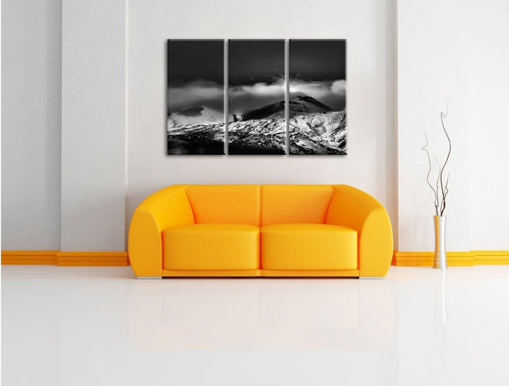 Pixxprint Gefährlicher Vulkanausbruch als Leinwandbild | Grösse: 3 Teilig (120x80) | Wandbild| Kunst