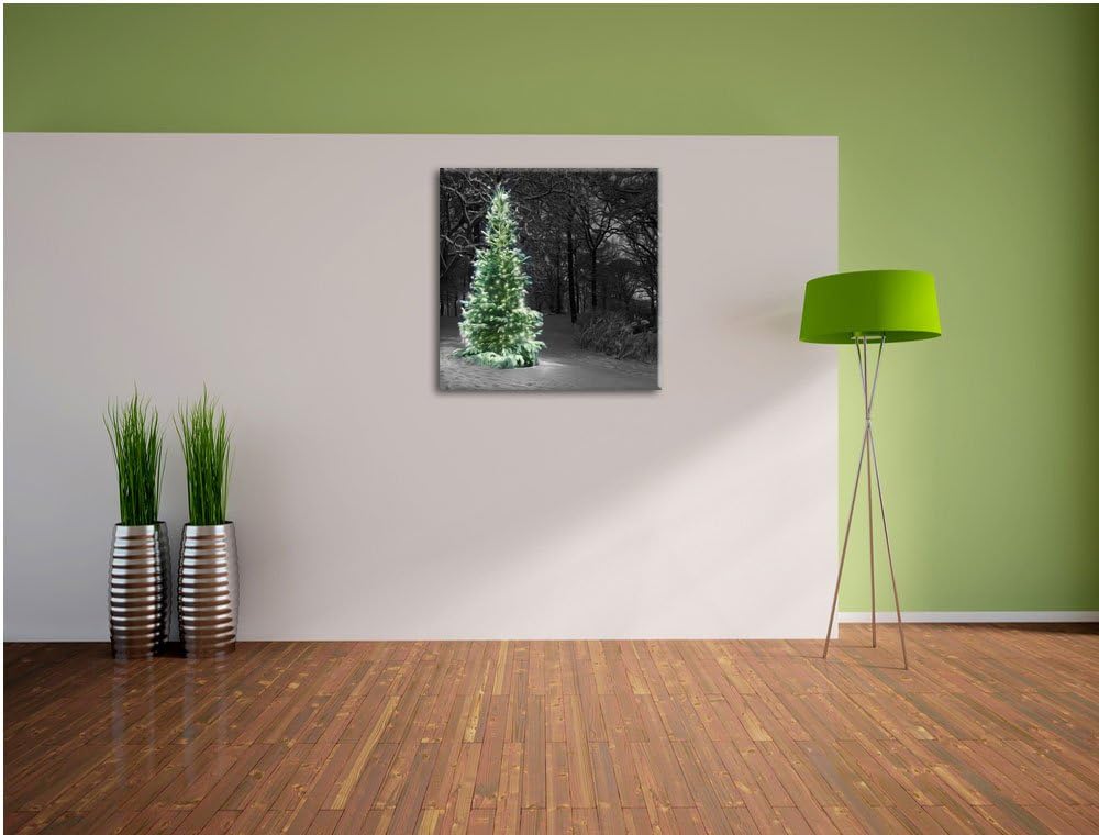 Pixxprint Weihnachtsbaum im Winter als Leinwandbild/Grösse: 70x70 cm/Wandbild/Kunstdruck/fertig besp