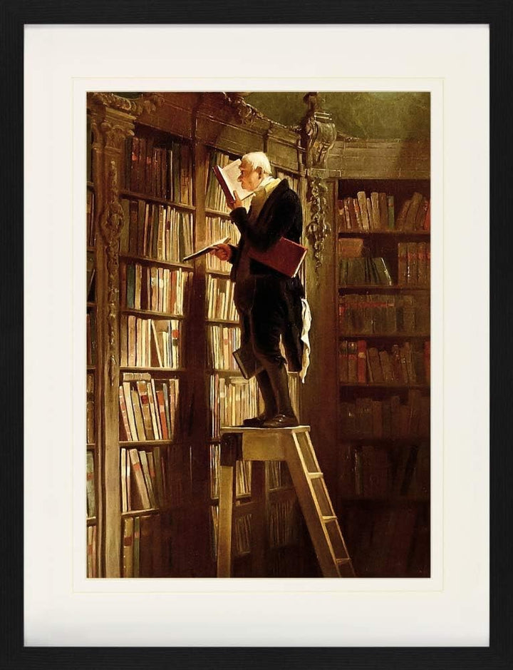 1art1 Carl Spitzweg Poster Der Bücherwurm, 1850 Gerahmtes Bild Mit Edlem Passepartout | Wand-Bilder